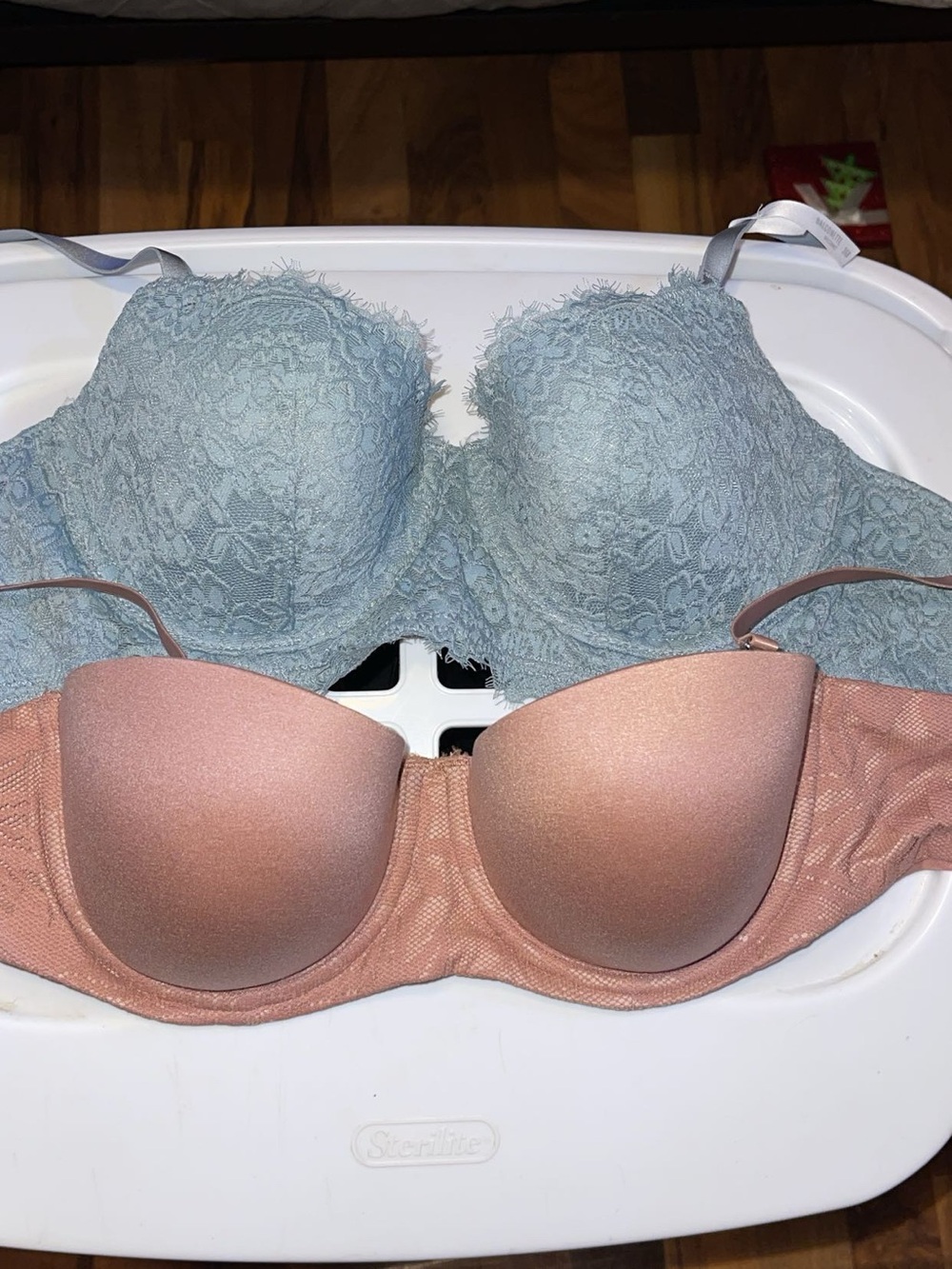 Aerie Lace Bra & Strapless Convertible Bra - Light Blue & Blush